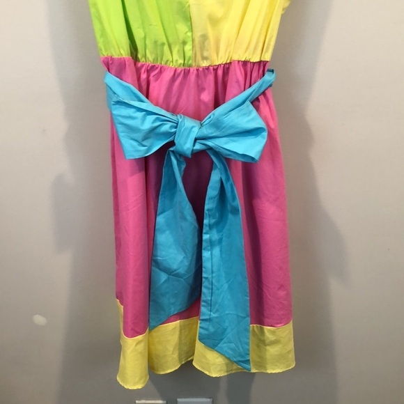 NWT New York & Company Retro 80s Style Bright Colorblock Dress Size Medium - Picture 3 of 8